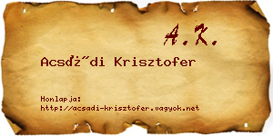 Acsádi Krisztofer névjegykártya